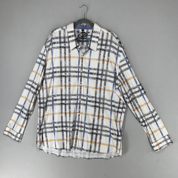 Scully Other - Scully Men Shirt XXL White Paisley Plaid Pearl Snap Button Long Sleeve Button Up